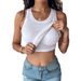 Women's Clothing With Bra Round Neck Solid Color Vest Feminine Base Inner Wear Outer Wear Top_ecoleips.com