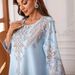 Muslim Ladies Robe Beaded Print Dress Round Neck Slim Abaya_ecoleips.com