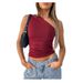 Women's Solid Color One Shoulder Backless Ruched Vest Top Summer Amazon New European And American Style Clothing 2025_ecoleips.com