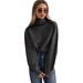 Elegant Ribbed Knit Sweater Women's Semi-Turtleneck Long Sleeve Pullover Soft Acrylic Blend Casual Tops_ecoleips.com