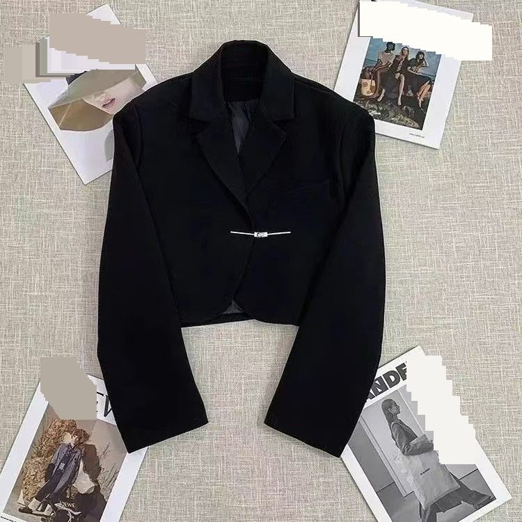 Women's Clothing Black Suit Jacket For Women Casual High End One Button Versatile Short Top_ecoleips.com