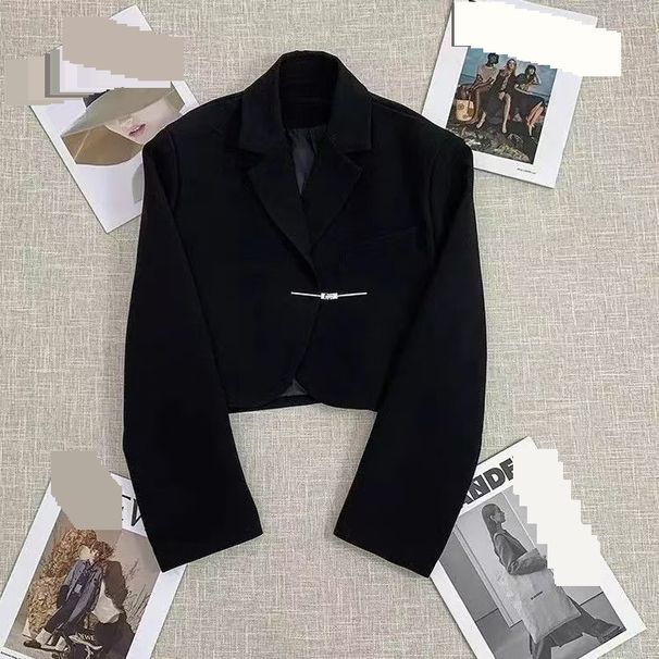 Women's Clothing Black Suit Jacket For Women Casual High End One Button Versatile Short Top_ecoleips.com