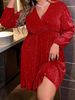 Plus Size V-Neck Party Dress - Elegant Long Sleeve Bodycon Dress For Women (0XL-5XL)_ecoleips.com