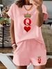 Women’s 2 Piece Outfit Set – Oversized Graphic T-Shirt And Biker Shorts Matching Set, Casual Summer Lounge Tracksuit For Daily Wear-333_ecoleips.com