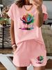 Women’s 2 Piece Outfit Set – Oversized Graphic T-Shirt And Biker Shorts Matching Set, Casual Summer Lounge Tracksuit For Daily Wear-300_ecoleips.com