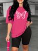 Summer Women's Casual Fashion Creative Butterfly Love Print Round Neck Loose T-shirt+shorts Two-piece Sportswear Suitable For Daily Wear-29_ecoleips.com