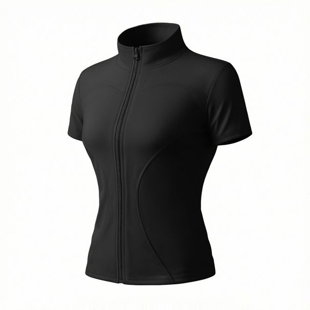 K Yoga Short Sleeved Jacket With Stand Up Collar Zipper, Tight Fitting Running, Fast Drying, Naked Feeling, Fitness Short Sleeved_ecoleips.com