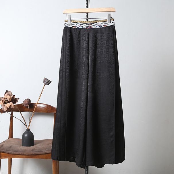 Light Luxury New Chinese Style Embroidered Wide-leg Pants For Women, High-end Dark Pattern Jacquard Straight Pants,_ecoleips.com