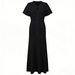Women's European American Style Cross-Border French Waist Cinching Dress Summer round Neck Short Sleeve A-Line Knit Dress_ecoleips.com