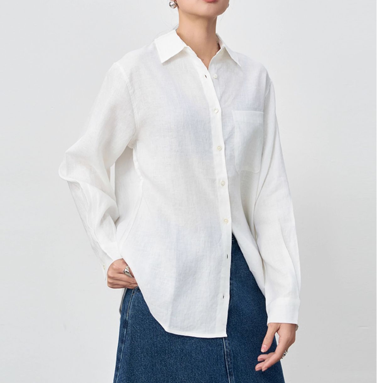 2025 New Model 100% Imported Linen White For Women, Loose Fit With A High-End Feel, Long Sleeve Sun Protection Shirt Top_ecoleips.com