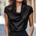 Women's Casual Draped Short Sleeve Top Versatile_ecoleips.com