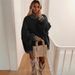 Women's Clothing Women's High Neck Oversized Sweater With Contrast Color Design - Soft Polyester Blend, Loose Fit, Streetwear Chic_ecoleips.com