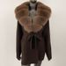 fur collar cape ladies large size knitted cardigan loose coat artificial fur fashionable and w shawl cape_ecoleips.com