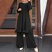 Verve Muslim Commuter Daily Casual Ruffle Solid Color Patchwork Elegant Home Fashion Suit Pants For Women_ecoleips.com
