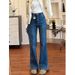 Women's High-Waisted Slimming Stretchy Flared Jeans Stylish Split Hem Flattering Plus Sizes For Spring Autumn Not Clingy_ecoleips.com