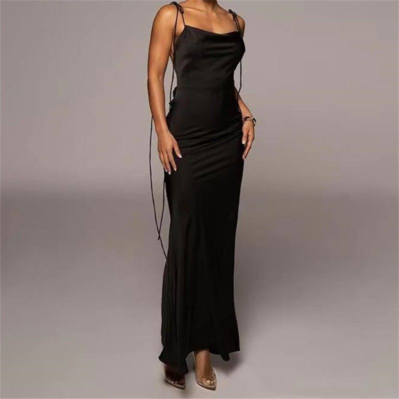 Women's clothing sexy slim hip-covering long solid color dress fashionable temperament long skirt_ecoleips.com