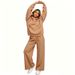 Women's Fleece Lined Tracksuit Comfortable Running Set Casual Wide Leg Pants Drop Shoulder Sleeves Matching Color for Autumn Winter_ecoleips.com