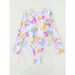 European And American Women's Multiple Print Tight-Fitting Sexy Hollow-Out Long-Sleeve Triangle One-Piece_ecoleips.com