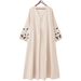 New Middle Eastern Turkish Muslim Floral Embroidered Elegant Long Robe Dress Cross-Border_ecoleips.com