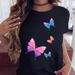 Women's Spring/Summer European And American Style Butterfly Floral Letter Trendy Cute Short Sleeve Top For Women_ecoleips.com