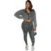 NY8185 Sports European And American Women's Washed Distressed Patchwork Casual Fashion Set_ecoleips.com