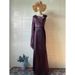 Elegant One-Shoulder Flowy Maxi Dress - Stretchy Polyester Blend, Slit Detail, Flattering Fishtail Hem For Women_ecoleips.com