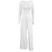 Knitted White Comfortable Skin-Friendly Long-Sleeve Long-Pants Pajama Set European And American Autumn Cross-Border_ecoleips.com