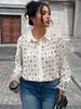 Elegant Women's Blouse With Floral Print & Lace Cutout Design, Polo Collar, Relaxed Fit, Breathable Knit Fabric, Plus Size Options (1XL-4XL)_ecoleips.com