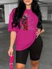 Summer Women's Casual Fashion Letter Graphic Print Loose T-shirt Shorts Two-piece Set Summer Sportswear Suitable For Daily Wear-165_ecoleips.com