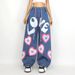 Women's Clothing ghost girl contrast color love print loose jeans mopping wide leg pants_ecoleips.com