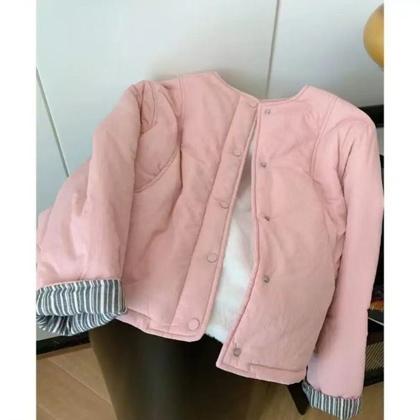 girl Warm Women's Cotton Jacket Coat Loose Fashion Versatile Top Autumn Short Fleece Winter Wear_ecoleips.com