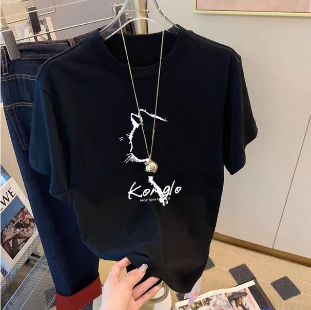 Women's White Short Sleeved T-Shirt Spring/Summer Loose Fit Trendy Slimming Top Exquisite Unique Style for Casual Wear_ecoleips.com