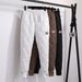 Women's Clothing Women's Winter Thermal Pants With Diamond Quilted Pattern, Loose Fit, Elastic Cuff, Casual Streetwear (Black/White/Brown, S-4XL)_ecoleips.com