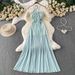 Elegant Chic Halter Neck Dress European American Style Summer Slim Fit Long Dress with Bra Pads Women's Clothing_ecoleips.com