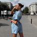 Women's Denim Jumpsuit Summer Short Sleeve High Waist Retro Style Stretch Comfortable Straight Leg Romper"_ecoleips.com