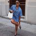 Oversized Denim Shirt For Women – Distressed Short Sleeve Button Down With Roll-Up Cuffs – Streetwear Essential For Urban Layering (S-XXL)_ecoleips.com