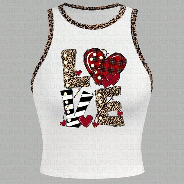 European Size Women's Sleeveless Top Love Letter Print Casual Summer Top with Back 2025 New Cross Border_ecoleips.com
