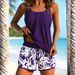 Women's High-End Plus Size Tankini Swimsuit American Printed Two Piece Loose Fit Hot Spring Resort Wear_ecoleips.com