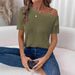 Women's Off-Shoulder Top Breathable Solid Color Casual Fashion European American Style Summer T-Shirt_ecoleips.com