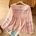 Women's Retro Shirt Round Neck Pullover With Lantern Sleeves Artistic Reducing Temperament Casual Elegant Fashion Blouse For Spring/Autumn Summer_ecoleips.com