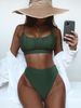 Women's Clothing Split Swimsuit Sexy Swimsuit Solid Color High Waist Bikini_ecoleips.com