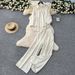Stylish Women's Casual Lounge Set - Asymmetrical Long Sleeve Shirt With High-Waisted Wide-Leg Pants (2-Piece Outfit)_ecoleips.com