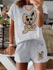 Women’s 2 Piece Outfit Set – Oversized Graphic T-Shirt And Biker Shorts Matching Set, Casual Summer Lounge Tracksuit For Daily Wear-313_ecoleips.com