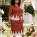 Women's plus Size Two Piece Skirt Set European American Style Lapel Lace Loose Fit Pleated Bodycon Cross Border Wholesale_ecoleips.com