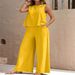 2027 Summer Fashion Elegant Women O-Neck Sleeveless Vest + Wide-Leg Pants Two-Piece Pure Color Casual Sets_ecoleips.com