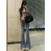 Aria Basics European And American Style Spicy Girl Frayed Hem Slim-fit Stretch Denim Jeans For Women, Autumn Vintage Low-waist_ecoleips.com
