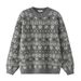 Versatile Crew Neck Polished Effect Jacquard Knitted Sweater_ecoleips.com