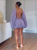 Summer Backless Lace Up Mini Dress Women Round Neck Loose Pleated Batwing Sleeve Dresses 2026 Summer Lady Vacation Party Robe_ecoleips.com