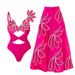 Women's Clothing Swimwear New Petal Decoration Fluorescent Color One Piece Swimsuit Holiday Suit Female_ecoleips.com