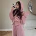 2025 Autumn New Korean Style Loose Trendy Casual Sweatshirt With Zipper + Wide-Leg Pants Two-Piece Set For Women_ecoleips.com
